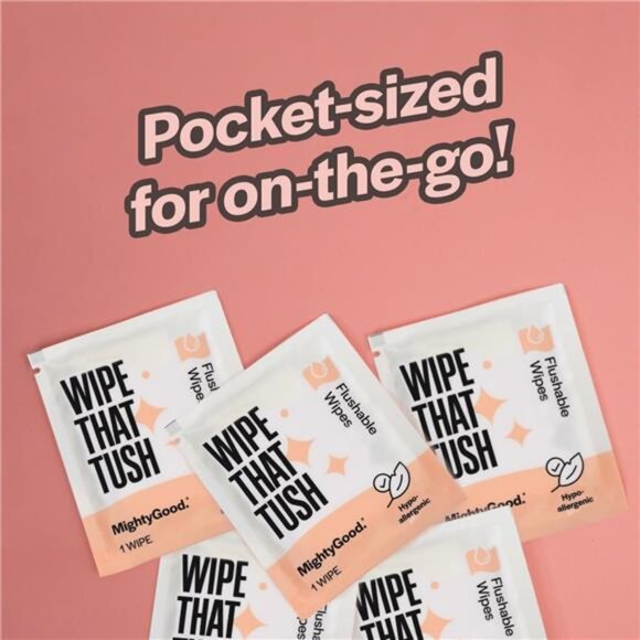 Flushable Wipes Travel Pack 30 Count Hypoallergenic Aloe Moist Toilet Wipes - Picture 3 of 8